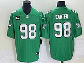 Men's Philadelphia Eagles #98 Jalen Carter Green C Patch 2023 Vapor Limited Throwback Jersey,baseball caps,new era cap wholesale,wholesale hats